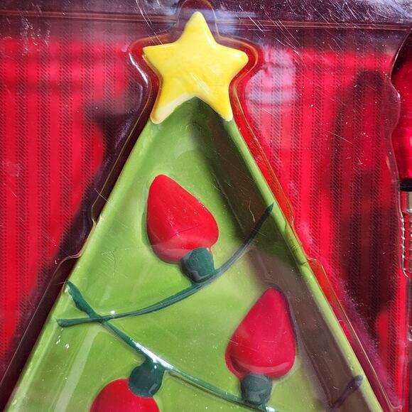 Hallmark Christmas Holiday Festive Tree Serving Dish with Lighted Spreader NEW - Picture 3 of 6